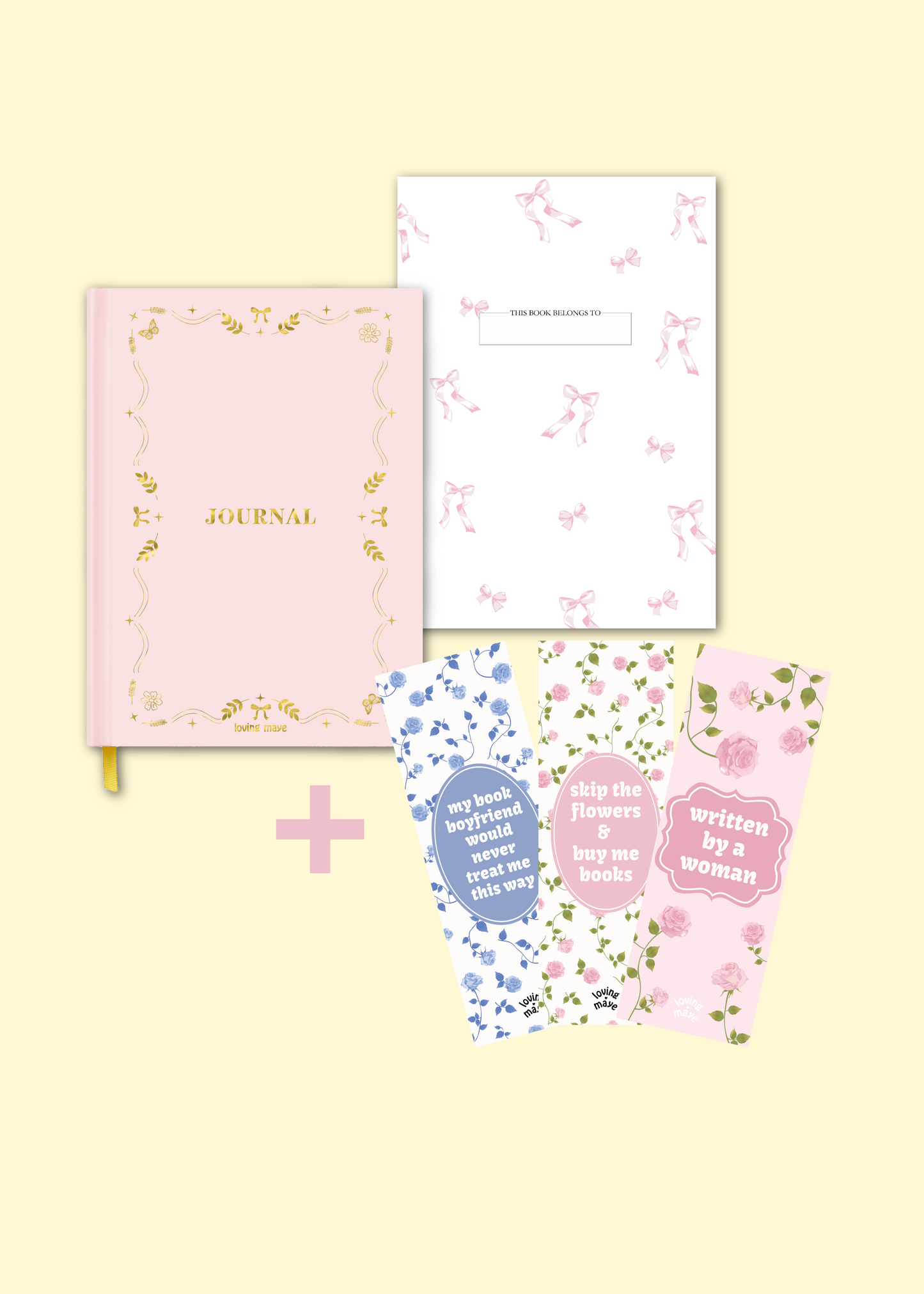 Spar-Set Bullet Journal (rosa) + 3er Lesezeichen Bundle "Rosen"