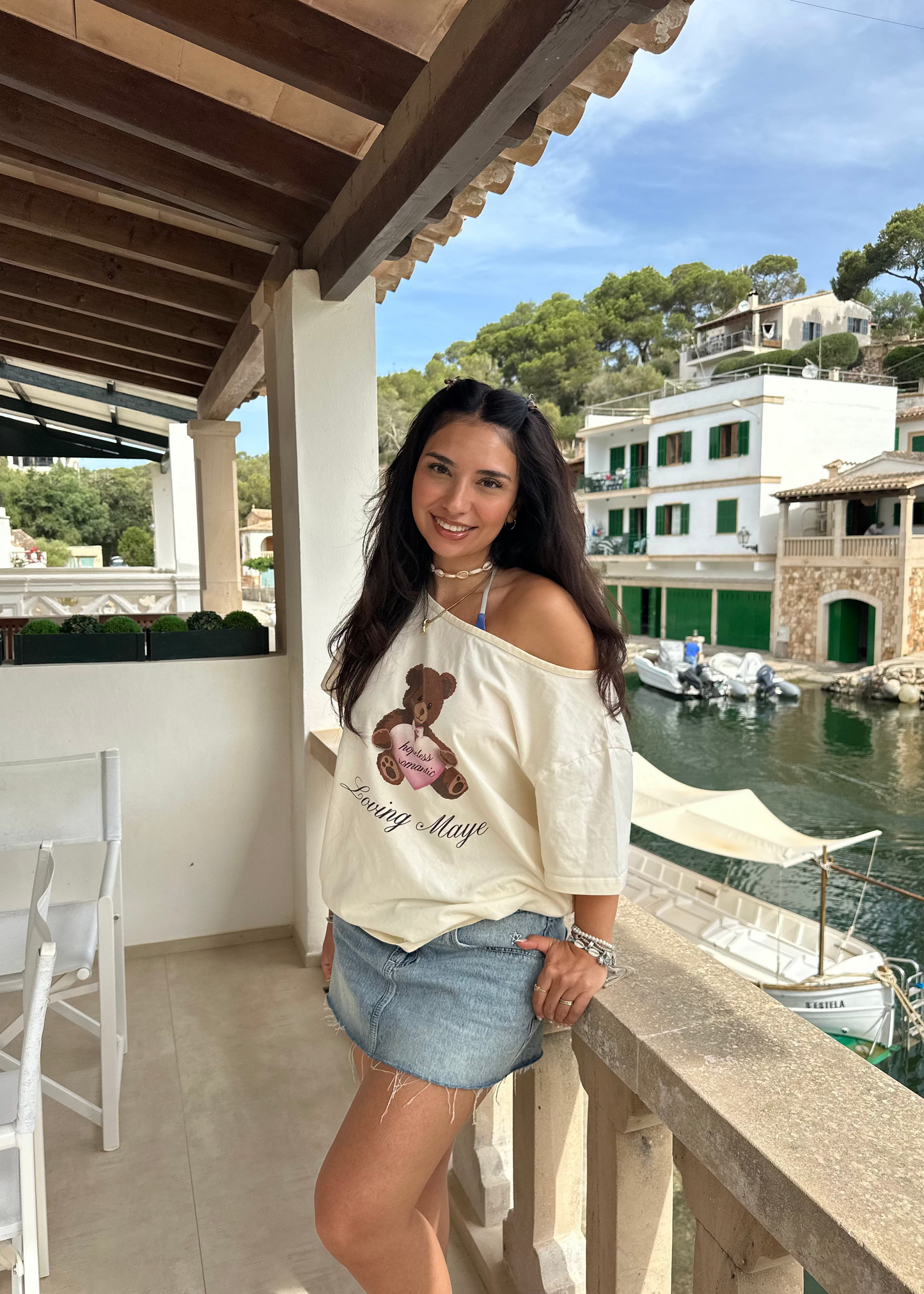 Kurzärmeliges Off-Shoulder-Shirt (Teddy Hopeless Romantic)